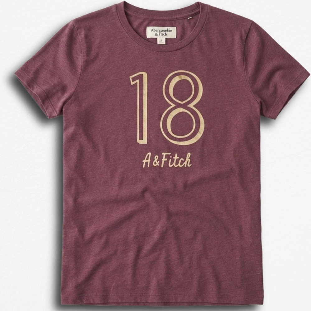 Abercrombie &‎ Fitch Womens Graphic Tee Shirt Burgundy Y2K 18 A&Fitch Small
